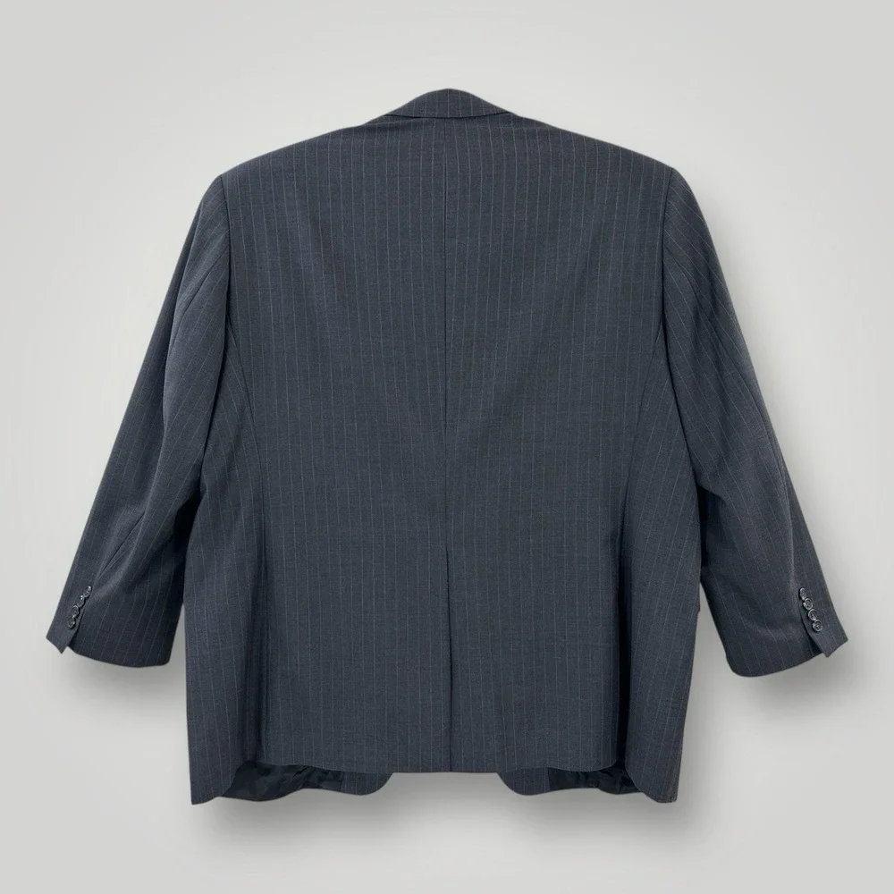 Lauren Ralph Lauren 100%‎ Wool Suit Jacket Men's 50 Reg Gray Pinstripe 2 Button